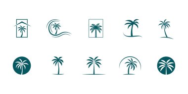 Tropikal, Seyahat ve Doğa Markaları İçin Modern Palmiye Logosu Koleksiyonu