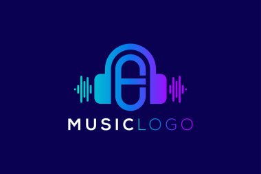 E harfi Kulaklık Müzik ve Ses Teknolojisi Markası Logosu Tasarımı