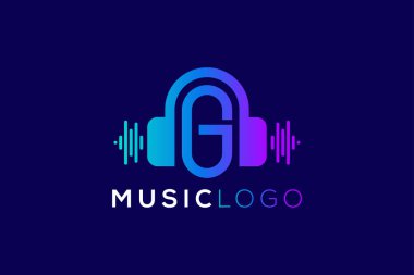 G harfi Kulaklık Müzik ve Ses Teknolojisi Markası Logosu Tasarımı