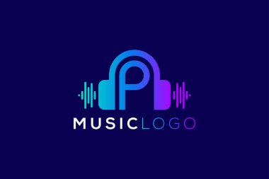 P Harfi Kulaklık Müzik ve Ses Teknolojisi Markası Logosu Tasarımı