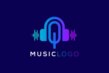 Q Harfi Kulaklık Müzik ve Ses Teknolojisi Markası Logosu Tasarımı