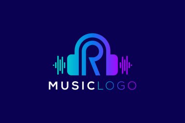 Harf R Kulaklık Müzik ve Ses Teknolojisi Markası Logosu Tasarımı