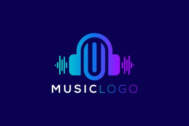 W Harfi Kulaklık Müzik ve Ses Teknolojisi Markası Logosu Tasarımı