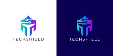 Siber Güvenlik ve Dijital Koruma Markası için Modern Teknoloji Kalkanı Logosu Tasarımı