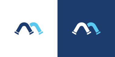 Modern Harf M Tesisat Su ve Boru Hizmeti Markası Logo Şablonu