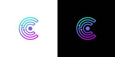 Dijital Marka için C Harfi Teknoloji Logosu
