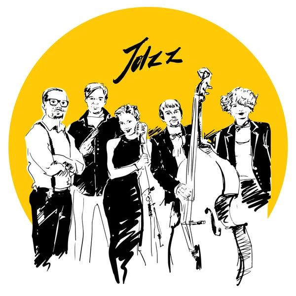 Ilustração para o cartaz do grupo musical — Vetor de Stock