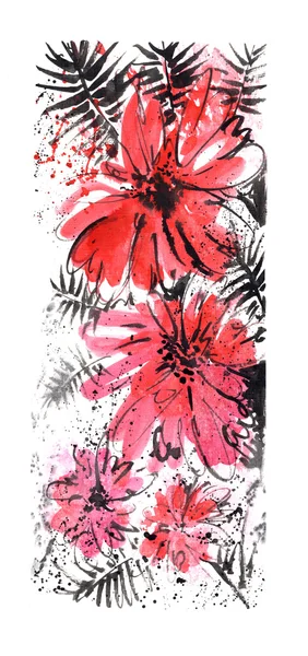 Flores rojas vector ilustración —  Fotos de Stock