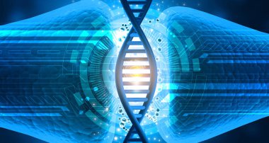 Bilimsel arka planda DNA ipliği. 3d illüstrasyon