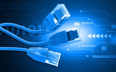 Modern teknoloji arka planında ağ kablosu. 3d illüstrasyon