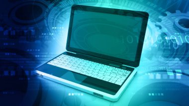 Endüstriyel teçhizat üzerine bilgisayar. 3d illüstrasyon