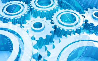 Modern teknoloji arka planında endüstriyel ekipmanlar. 3d illüstrasyon