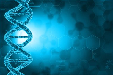 Bilimsel arka planda DNA ipliği. 3d illüstrasyon