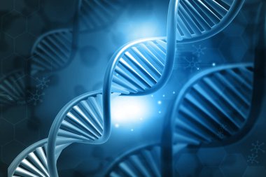 Bilimsel arka planda DNA ipliği. 3d illüstrasyon