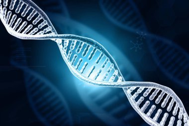 Bilimsel arka planda DNA ipliği. 3d illüstrasyon