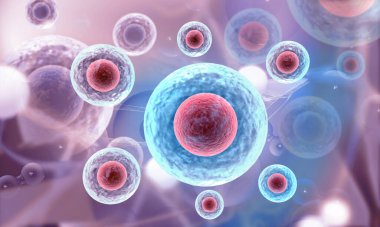 İnsan hücrelerinin anatomi mavi rengi. 3d illüstrasyon