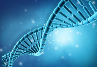 Mavi arka planda DNA ipliği. 3d illüstrasyon