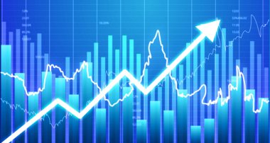 Borsa büyüme grafiği. 3d illüstrasyon