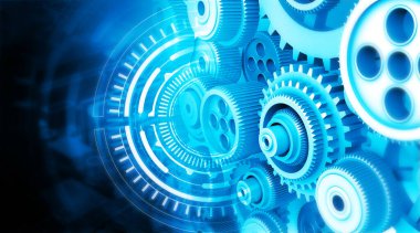 Soyut çark teknolojisi geçmişi. 3d illüstrasyon