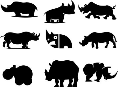 logo illüstrasyon gergedanlar siluet