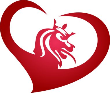 logo illüstrasyon kırmızı kalp aslanlar kralların