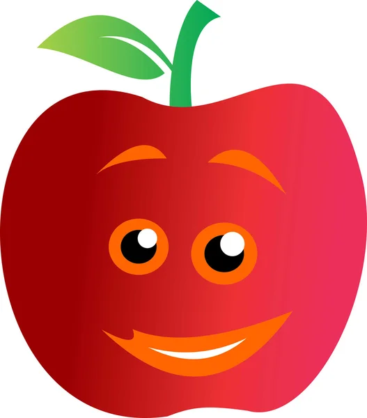 Logo ilustrasi apel senyum merah - Stok Vektor