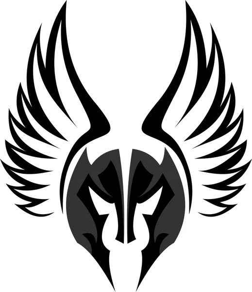 Αποθεμάτων λογότυπο τη μάσκα του Σπαρτιάτη ιππότη με φτερό — Διανυσματικό Αρχείο