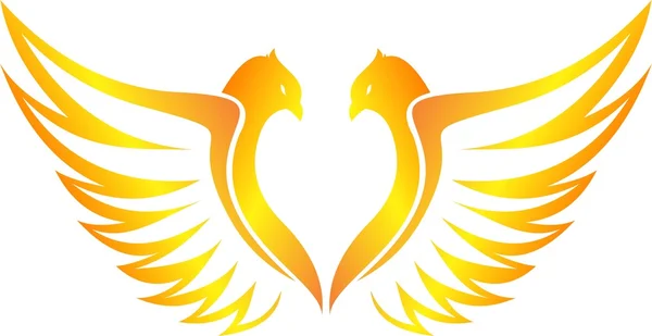 Logotipo ilustração phoenix de amor flamejante —  Vetores de Stock