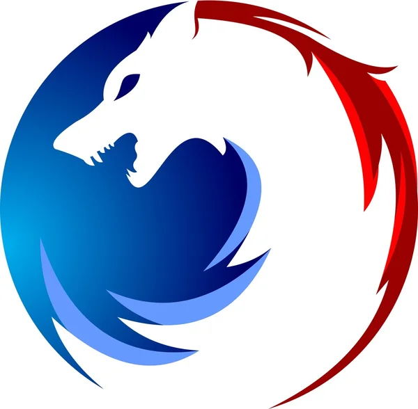 Λογότυπο εικονογράφηση λύκος κυκλική — Διανυσματικό Αρχείο