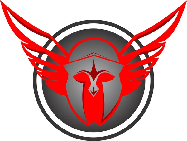 翼と赤い騎士の兜 — ストックベクタ