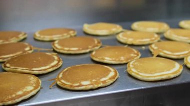 Dönen, eşit pişmiş ve gözlemenin her iki tarafında da altın-kahverengi yüzey. Yüksek kalite 4k görüntü