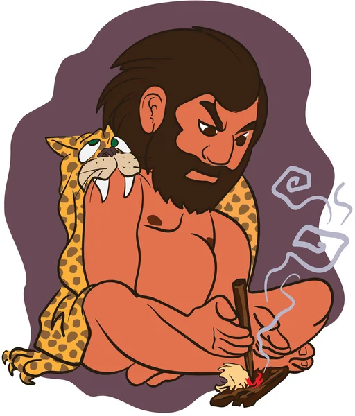 Пещерный человек в стиле мультфильма — стоковый вектор