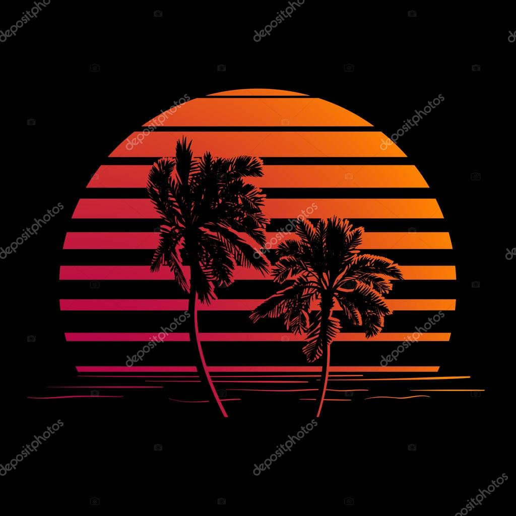 Black and orange stripes logo with palm trees — Stock Vector © Aen ...