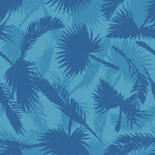 Palm träd blad mönster blå — Stock vektor