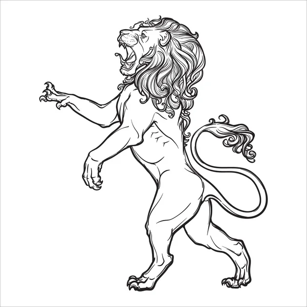 Skizze Zeichnung des aufziehenden Löwen isoliert auf weißem Hintergrund. — Stockvektor