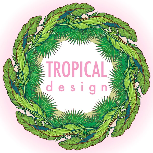 Marco circular floral tropical — Archivo Imágenes Vectoriales