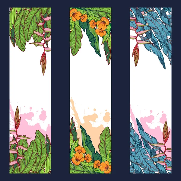 Tropische florale vertikale Abzeichen — Stockvektor