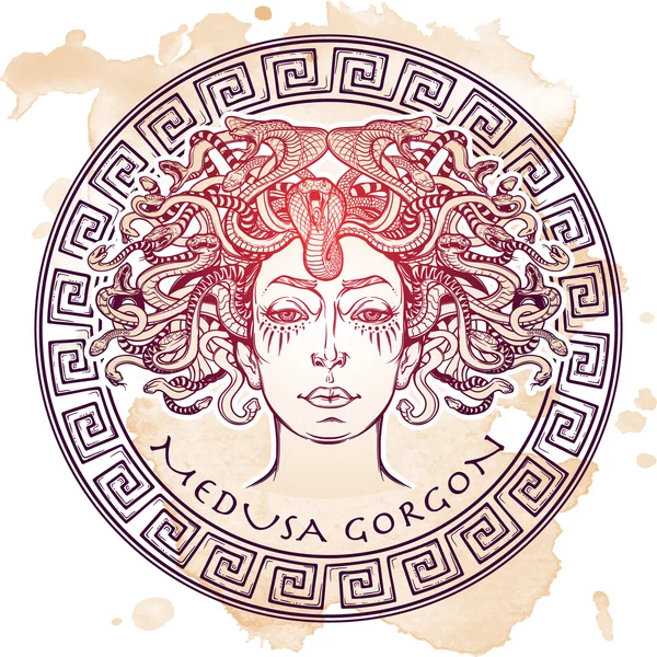 Boceto de Medusa Gorgon sobre un fondo grunge — Archivo Imágenes Vectoriales