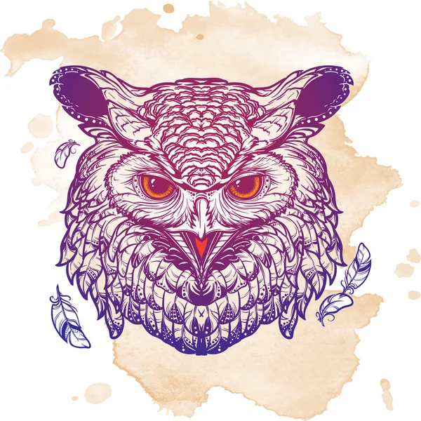 Esquisse de hibou isolée sur fond de grunge — Image vectorielle