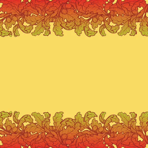 Autumn leaves border. Brightly colored. — Stock Vector