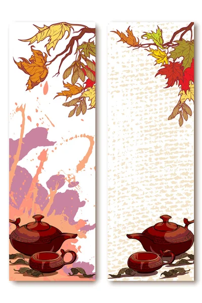 Conjunto de pancartas de ceremonia de té — Vector de stock