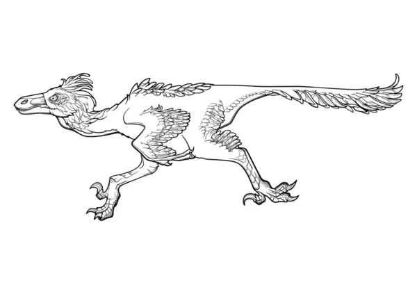Running velociraptor drawing — Stock Vector