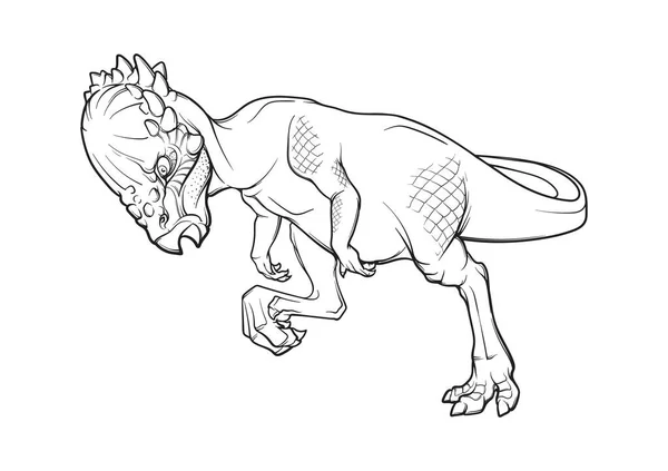 Pachycephalosaurus huvud-butting linje ritning — Stock vektor