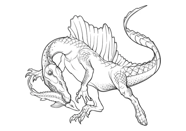 Spinosaurus auf Fischjagd — Stockvektor