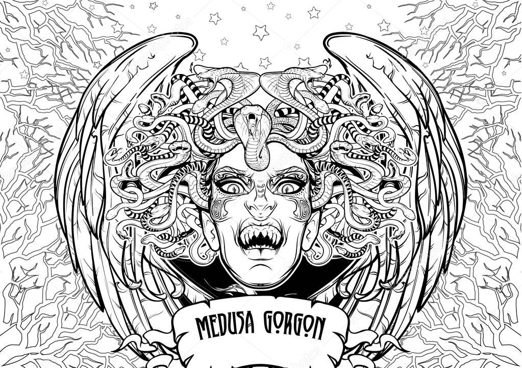 Medusa Gorgon coloring book page