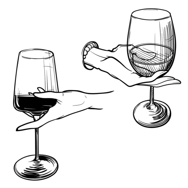 Неправильный способ проведения бокал вина — стоковый вектор