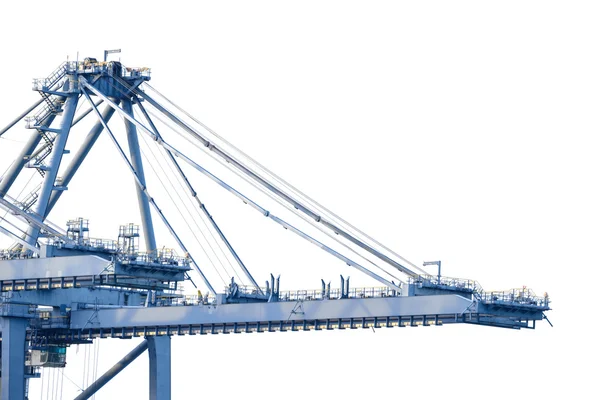 Crane of freight dock isolated on white background, Working crane bridge in shipyard, Logistic Import Export background concept.