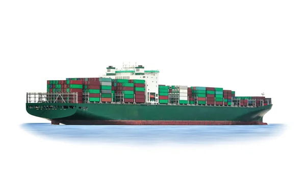 Kontener statek na oceanie, na białym tle na białym tle, transport, transport, morskie statku, logistyczne Import Export tło. — Zdjęcie stockowe