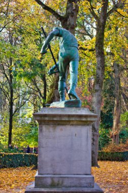 Statue in the park in Brussels, in the fall.