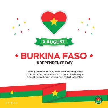 Burkina faso Bağımsızlık Günü Tasarımı, 5 Ağustos tasarım element kutusu şablonu altında kurdele, Burkina faso haritası ve bayrak